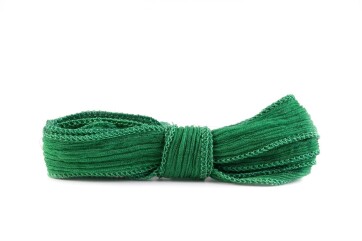 Handmade silk ribbon Crinkle Crêpe Leaf Green 20mm...