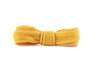 Handmade silk ribbon Crinkle Crêpe Mustard Yellow...