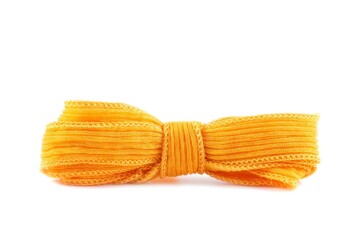 Handgefertigtes Seidenband Crinkle Crêpe Hellorange 1m