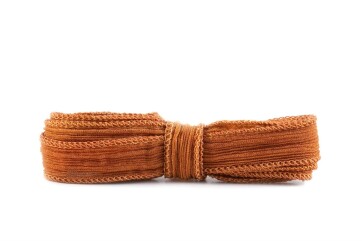 Handgefertigtes Seidenband Crinkle Crêpe Kupfer 1m
