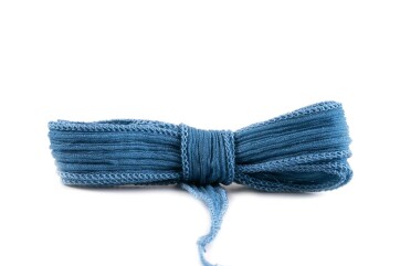 Handmade silk ribbon Crinkle Crêpe Far Blue 20mm wide