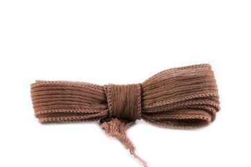 Handmade silk ribbon Crinkle Crêpe Fawn Brown 20mm...