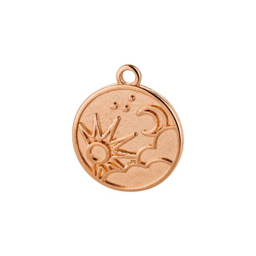 Pendentif zamak Sol Luna dor rose 18mm 24K plaqué or rose