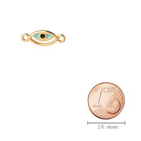 Connector Evil Eye gold 13x7mm 24K gold plated with...