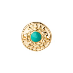 Connector Round gold 17mm 24K gold plated with enamel in...