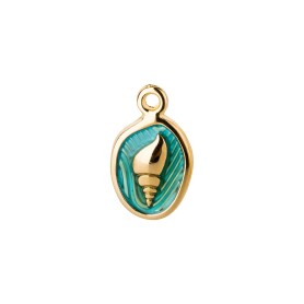 Pendant Oval Shell gold 11x16mm 24K gold plated with...