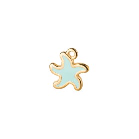 Pendant Starfish gold 12mm 24K gold plated with enamel in...