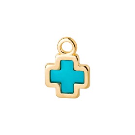 Pendant Cross gold 14mm 24K gold plated with enamel in...