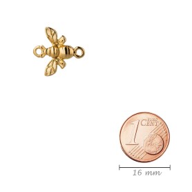Zamac pendant/connector Bee gold 15.1x16.3mm 24K gold plated