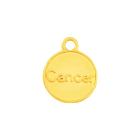 Pendant Zodiac sign Cancer gold 12mm 24K gold plated with...