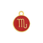 Pendentif Signe du zodiaque Scorpion or 12mm plaqué or 24K avec émail en Rouge foncé