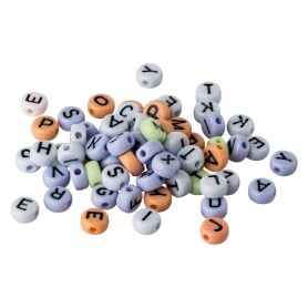 100x Perles alphabet A-Z Pastel/Banc 7mm acrylique pour...