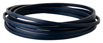 Bracelet en cuir plat Bleu foncé (bord noir) 3x2mm