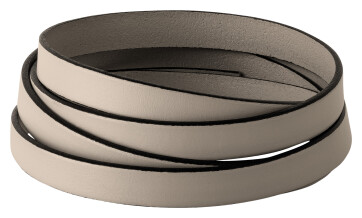 Bracelet en cuir plat Taupe clair (bord noir) 10x2mm