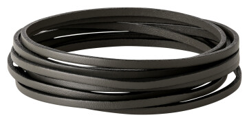 Bracelet en cuir plat Gris brun (bord noir) 3x2mm