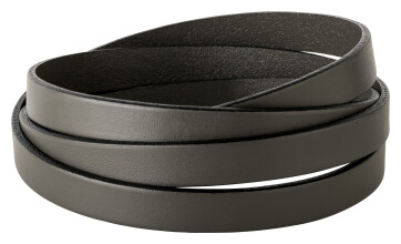 Flat leather strap Grey brown (black edge) 10x2mm