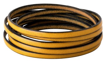 Bracelet en cuir plat Moutarde (bord noir) 5x2mm