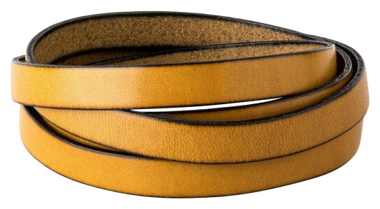Bracelet en cuir plat Moutarde (bord noir) 10x2mm