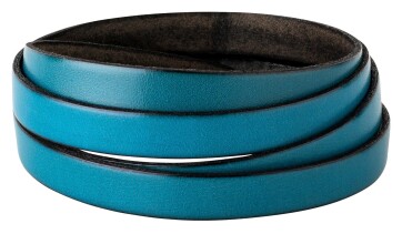 Flat leather strap Water blue (black edge) 10x2mm