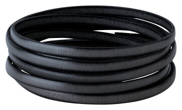 Bracelet en cuir plat Anthracite (bord noir) 5x2mm