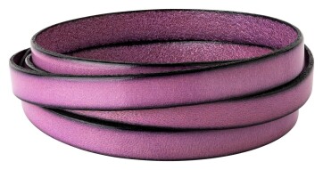 Bracelet en cuir plat Violet clair (bord noir) 10x2mm