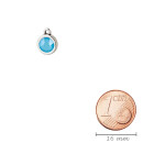 Pendentif argent antique 10mm avec un pierre de cristal Crystal Summer Blue 7mm 999° argenté