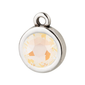 Pendant silver antique 10mm with Crystal stone in Crystal Light Grey DeLite 7mm 999° antique silver plated