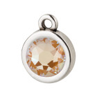 Pendentif argent antique 10mm avec un pierre de cristal Crystal Ochre DeLite 7mm 999° argenté