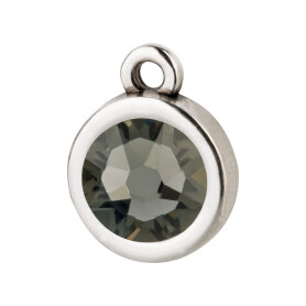 Pendant silver antique 10mm with Crystal stone in Black...