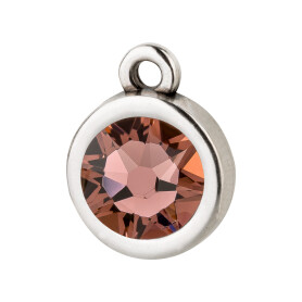 Pendant silver antique 10mm with Crystal stone in Blush...