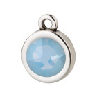 Pendant silver antique 10mm with Crystal stone in Air Blue Opal 7mm 999° antique silver plated