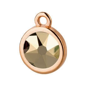 Pendant rose gold 10mm with Crystal stone in Crystal Metallic Light Gold 7mm 24K rose gold plated