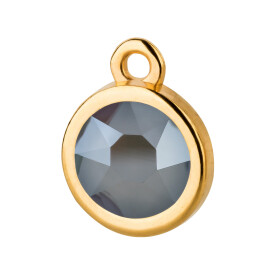Pendant gold 10mm with Crystal stone in Crystal Dark Grey...