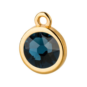 Pendant gold 10mm with Crystal stone in Montana 7mm 24K...