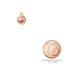 Pendant gold 10mm with Crystal stone in Light Rose 7mm...