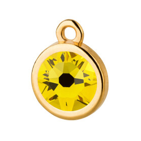 Pendant gold 10mm with Crystal stone in Citrine 7mm 24K...