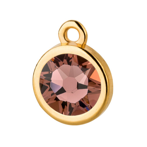 Colgante oro 10mm con piedra de cristal en Blush Rose 7mm 24K chapado oro