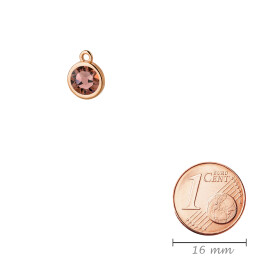 Pendant rose gold 10mm with Crystal stone in Blush Rose 7mm 24K rose gold plated