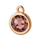 Pendant rose gold 10mm with Crystal stone in Blush Rose 7mm 24K rose gold plated