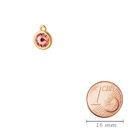 Pendentif or 10mm avec un pierre de cristal Rose Peach 7mm 24K plaqué or