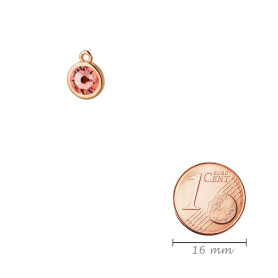 Pendentif or rose 10mm avec un pierre de cristal Rose Peach 7mm 24K plaqué or rose
