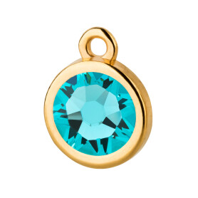 Pendant gold 10mm with Crystal stone in Light Turquoise...