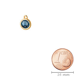 Pendentif or 10mm avec un pierre de cristal Denim Blue 7mm 24K plaqué or