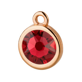 Pendentif or rose 10mm avec un pierre de cristal Scarlet 7mm 24K plaqué or rose