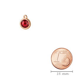 Pendentif or rose 10mm avec un pierre de cristal Scarlet 7mm 24K plaqué or rose