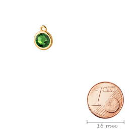 Pendant gold 10mm with Crystal stone in Fern Green 7mm...