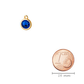 Pendant gold 10mm with Crystal stone in Majestic Blue 7mm...