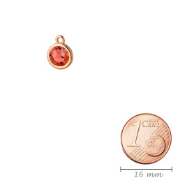 Pendant rose gold 10mm with Crystal stone in Padparadscha...