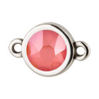 Bedel antiek zilver 10mm met kristallen steen in Crystal Light Coral 7mm 999° antiek verzilverd