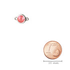 Bedel antiek zilver 10mm met kristallen steen in Crystal Light Coral 7mm 999° antiek verzilverd